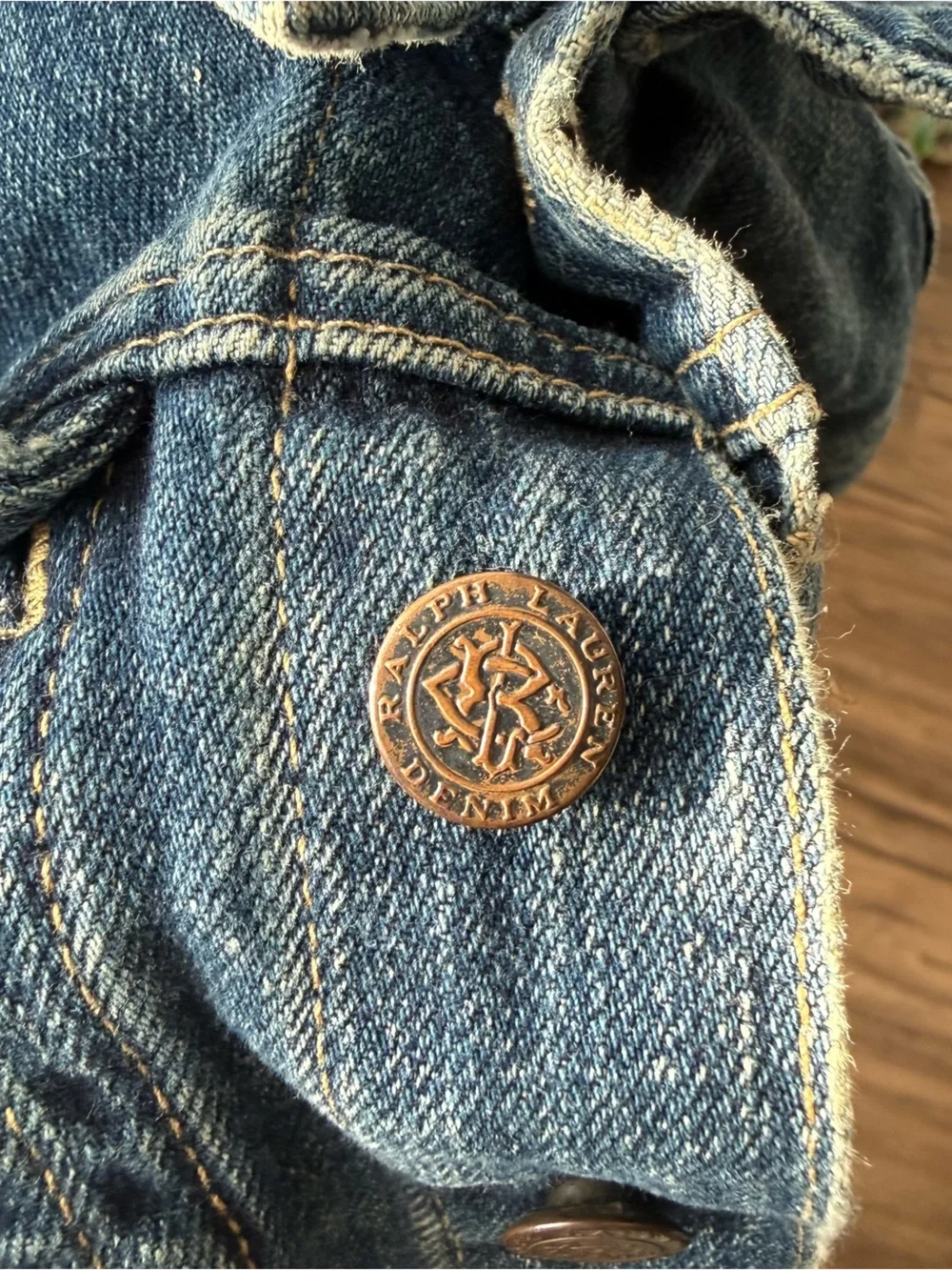 Ralph Lauren Polo Goods Girls Distressed Denim Trucker Jacket Size 5 VintageWash